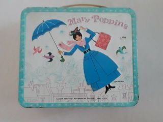 Vintage 1964 Walt Disney Mary Poppins Metal Lunch Box By Aladdin