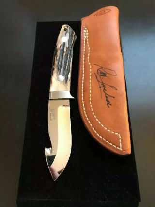 R.  W.  Loveless Custom Knife “maker” Riverside Calif.  Gut Hook Knife - Stag -