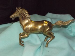 Vint Brass Wild Galloping Stallion Horse Sculpture Mid Century Modern Figure 2