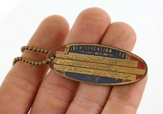 Vintage Fort Wayne,  In Brass Id Identification Tag Luggage Suitcase Keychain Old