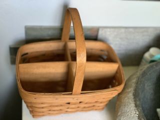 Vintage Longaberger Market Basket With Handle Wood Crafts Divider Separator 1993 3