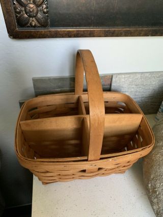 Vintage Longaberger Market Basket With Handle Wood Crafts Divider Separator 1993 5