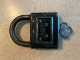 Rare Antique Vintage Yale Lock Padlock With Key