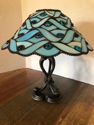Partylite Spring Water Candle Lamp Tiffany Style Stained Glass Lamp