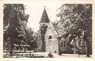 D6/ Fort Riley Kansas Ks Real Photo Rppc Postcard 1952 The Chapel