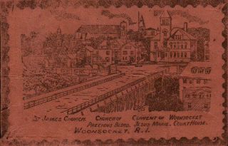 St.  James Church,  Woonsocket,  Ri Vintage Leather Postcard