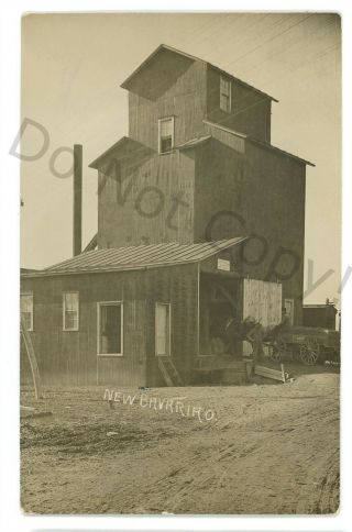 Rppc Farming Grain Elevator Railroad Depot Bavaria Oh Real Photo Postcard
