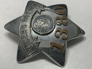 OBSOLETE 1920 ' s Cicero Illinois Police Badge Al Capone Era Meyer and Wenthe 3