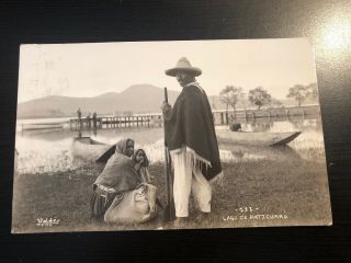 Rppc Valdes Photo Postcard - Mexico - - Lago De Patzcuaro - Man Wife Child Fishing Boat
