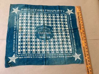 1888 Benjamin Harrison Levi Morton Presidential Campaign Blue Bandana Kerchief