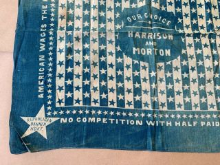 1888 BENJAMIN HARRISON LEVI MORTON PRESIDENTIAL CAMPAIGN BLUE BANDANA KERCHIEF 5