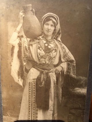 Cabinet Card Victorian Lady Portrait Middle East Costume C.  Raad Jerusalem Jaffa
