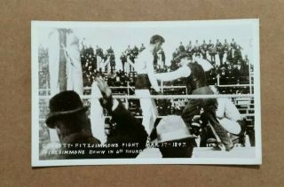 Jim Corbett Vs Bob Fitzsimmons,  Boxing Match (mar.  17,  1897) Rppc,  1950 