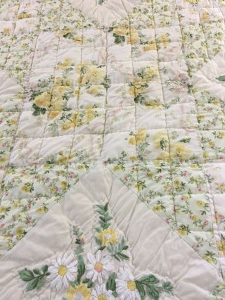 Omg Vintage Hand Crafted & Quilted Embroidered Dasily Patchwork Quilt 100 X90
