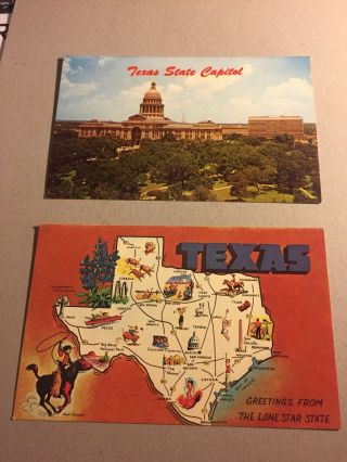 2 - Postcards - Vintage Card Of State Capital - Austin Tx 1959,  Card Of Lone Star State