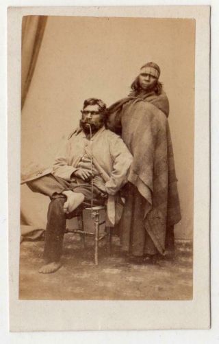 Carte De Visite Photograph Of An Aboriginal Couple (c45080)