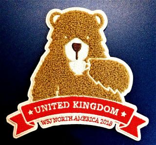24th 2019 World Scout Jamboree Uk Offl Contingent Badge Patch Fuzzy Bear Chenile