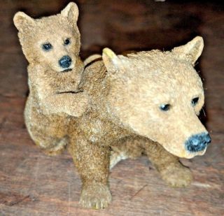Castagna 3 1/4 " Grizzly Brown Bear W/cub Figurine Made In Italy 1988