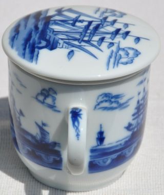 Vintage Nautical Blue & White Ceramic Tea Infuser Cup Sailing Ships Battleship 3