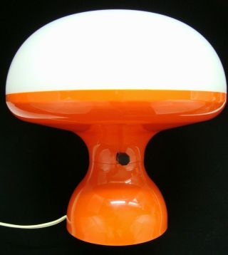 Vintage Mcm 60’s/70’s Atomic Space Age Orange - White Plastic Mushroom Table Lamp