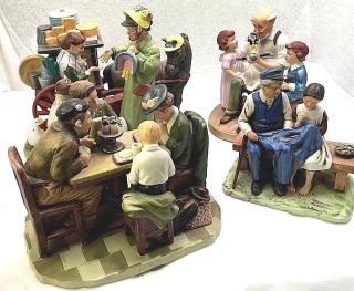 4 (four) Norman Rockwell Bisque Figural Groups
