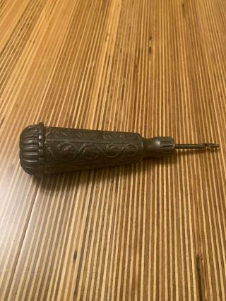 Antique Stanley Excelsior Screw Driver Hand Drill Tool Handle 1867 Patent No 2 3