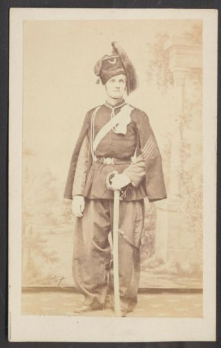 Cdv2116 Turkish Victorian Carte De Visite: Soldier With Sword,  Sebah,  Constantin