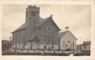 Lph82 Fort Pierre South Dakota,  Old And Congregational Church Postcard Rppc