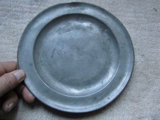 Early 8 " Antique Hallmarked Colonial Pewter Plate,  C.  1780,  Great Patina,  Gift
