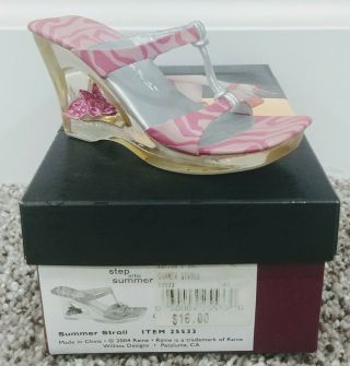 Just The Right Shoe By Raine 2004 " Summer Stroll " Open Toe Strap Wedge Euc