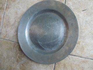 Early & Heavy 9 1/2 " Antique Colonial Pewter Plate C1780,  Great Patina Gift