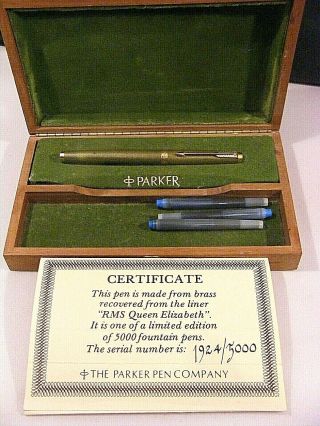 Parker 75 Fountain Pen Rms Queen Elizabeth Cased With Certificate