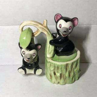 Japan Bears Hanging On Tree Salt And Pepper Shakers S&p Mustard Sugar Condiment