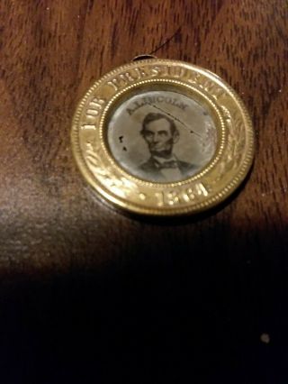 1864 Abraham Lincoln & Andrew Johnson Ferrotype Campaign Pendent Rare