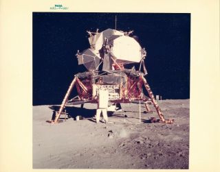 Vintage Nasa Photo Apollo 11 Buzz Aldrin On The Moon 1969 A Kodak Paper Blue No.