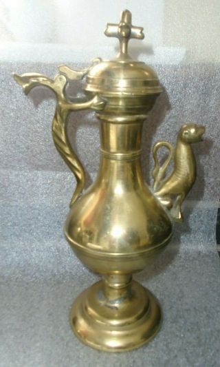 Fine Old Brass Religious Altar Piece Water Pot