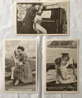 3 Vintage Postcards Black And White Couples Sweethearts Novelty Humor Love
