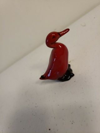 Royal Doulton Flambe Red Glazed Porcelain Standing Duck Figurine 2.  75 "