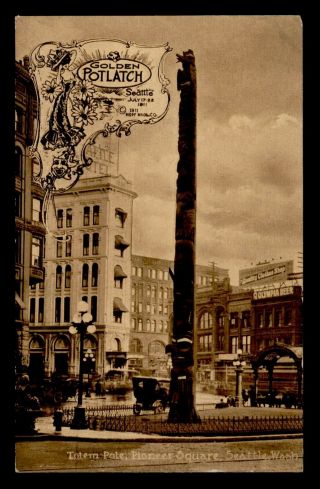 Dr Who 1911 Seattle Wa Totem Pole Pioneer Square Postcard C118164