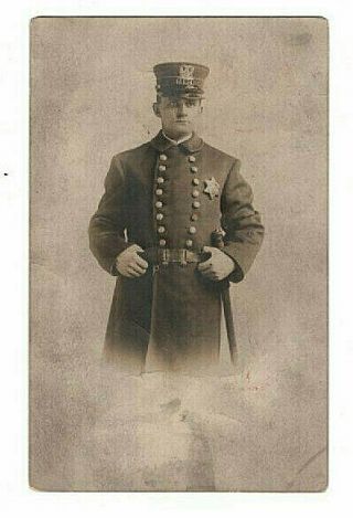 Rppc Chicago,  Illinois Police Officer In Uniform Early 1900s Postcard