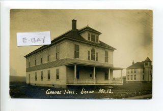 Solon Me Maine Rppc Real Photo Grange Hall,  Antique Postcard