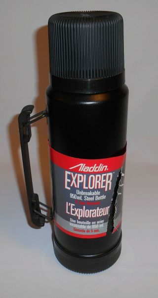 Vintage 1997 Aladdin Explorer Stainless Steel Thermos 11 Stopper Old Stock
