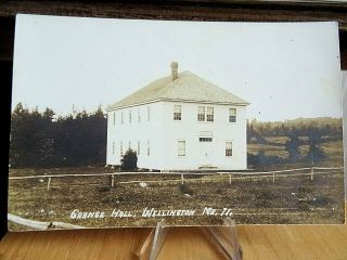 1918 Rppc Real Photo Postcard Grange Hall Wellington Maine