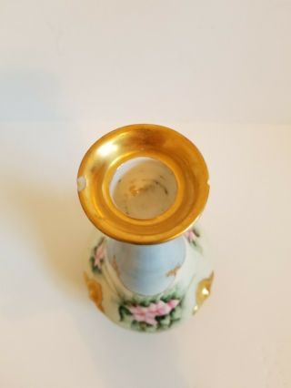 Antique T&V Limoges 6 Piece Handpainted Dresser/Vanity Set blue pink gold floral 6