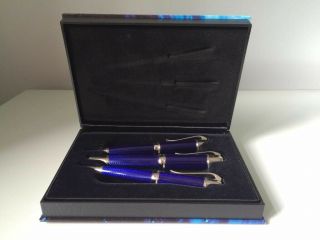 Mont Blanc Jules Verne Fountain Pen M Writer Series 2003 Complete Set Of 2