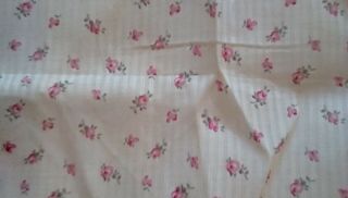 Vintage Fabric,  Cotton Dimity,  Semi Sheer,  Flowers,  Pink Roses,  35 " X 2 3/4 Yds