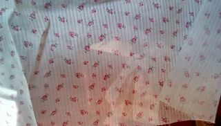 Vintage Fabric,  Cotton Dimity,  Semi Sheer,  Flowers,  Pink Roses,  35 