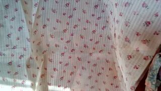 Vintage Fabric,  Cotton Dimity,  Semi Sheer,  Flowers,  Pink Roses,  35 