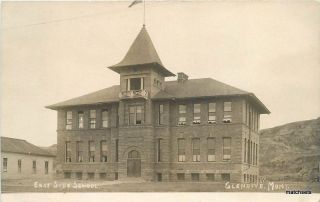 C - 1910 East Side School Glendive Montana Rppc Real Photo Postcard 9874