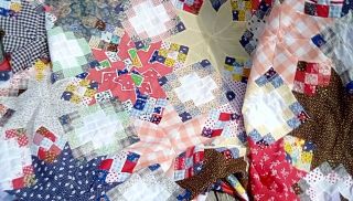 Vtg Unfinished QUILT TOP PATCHWORK STARS COLORFUL 84 x 108 7